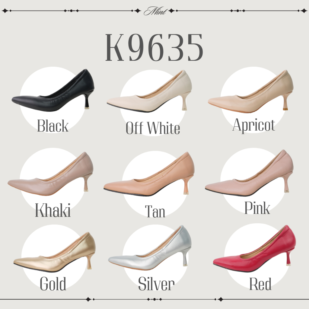 K9635รองเท้าคัชชูปลายแหลมส้นสูง2นิ้วงานบุนวมนุ่ม 360องศา บุสปองค์รอบทรง ให้ความสัมผัสนุ่ม สบายเท้า