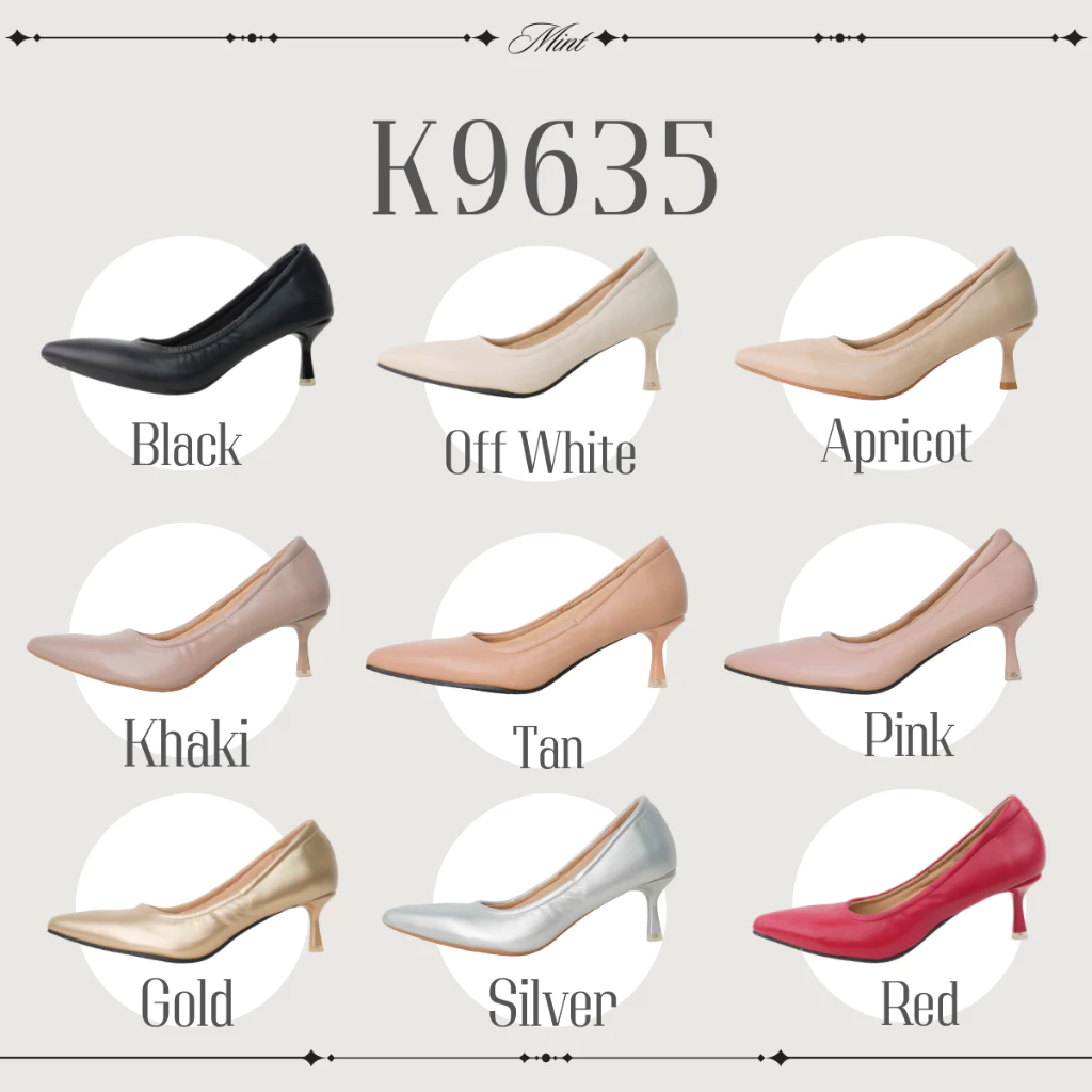 K9635รองเท้าคัชชูปลายแหลมส้นสูง2นิ้วงานบุนวมนุ่ม 360องศา บุสปองค์รอบทรง ให้ความสัมผัสนุ่ม สบายเท้า