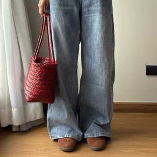 พร้อมส่ง FLIN BREAD LONG HANDLE กระเป๋าสานหูยาวสะพายไหล่
