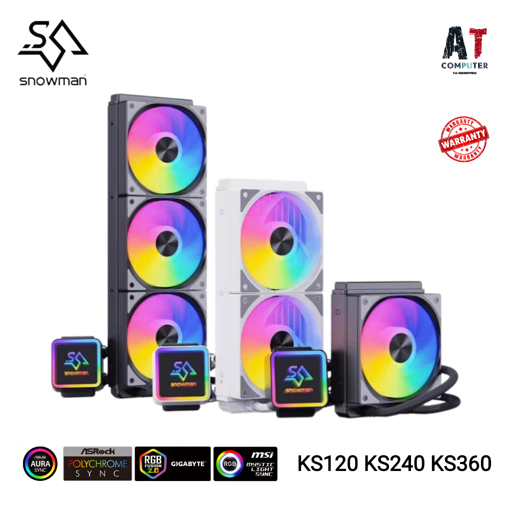 CPU LIQUID COOLER (ระบบระบายความร้อนด้วยน้ำ) SNOWMAN KS120 / KS240 / KS360 For Intel / AMD / Xeon (ข
