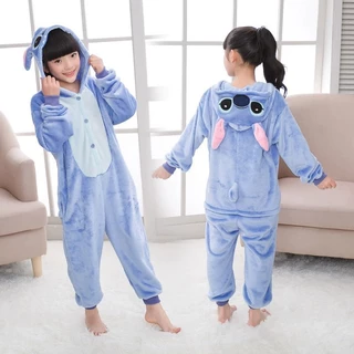ชุดการ์ตูนน่ารักชุดคู่ ชุดพ่อแม่-ลูก Stitch ชุดนอนสีน้ำเงิน ชุดนอนหนึ่งชิ้น เครื่องแต่งกายประสิทธิภาพของปาร์ตี้
