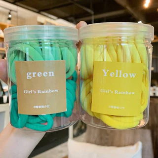 🌸พร้อมส่ง🌸ยางรัดผม+กระปุก(50เส้น) ไม่กินผม มัดผม ยืดหยุ่นดี สีพาสเทล