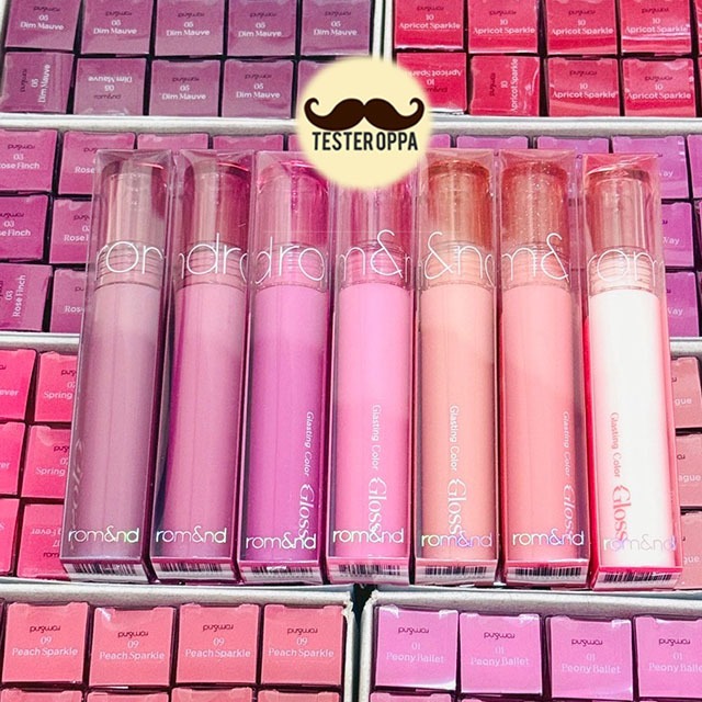 ลิปลิซ่า🔥 Rom&nd Glasting Color Gloss 6 Colors 4g. ลิปกลอสเนื้อฉ่ำวาว