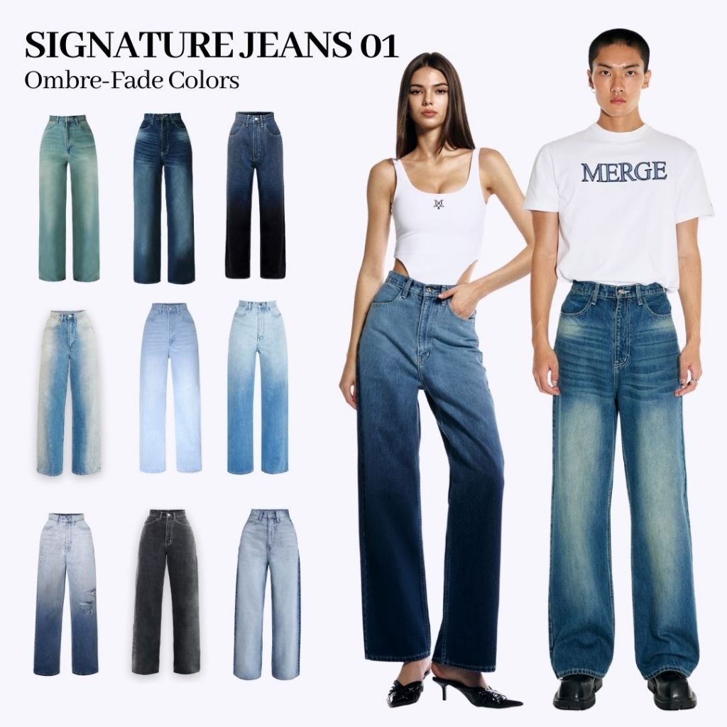Merge Official - Signature Jeans 01 Ombre-Fade Colors  (พร้อมส่ง)