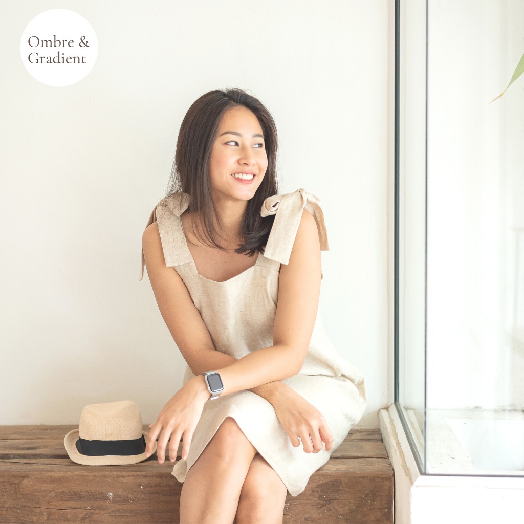 OG005 Ombre & Gradient : Linen Dress with Convertible Bow Tie Straps