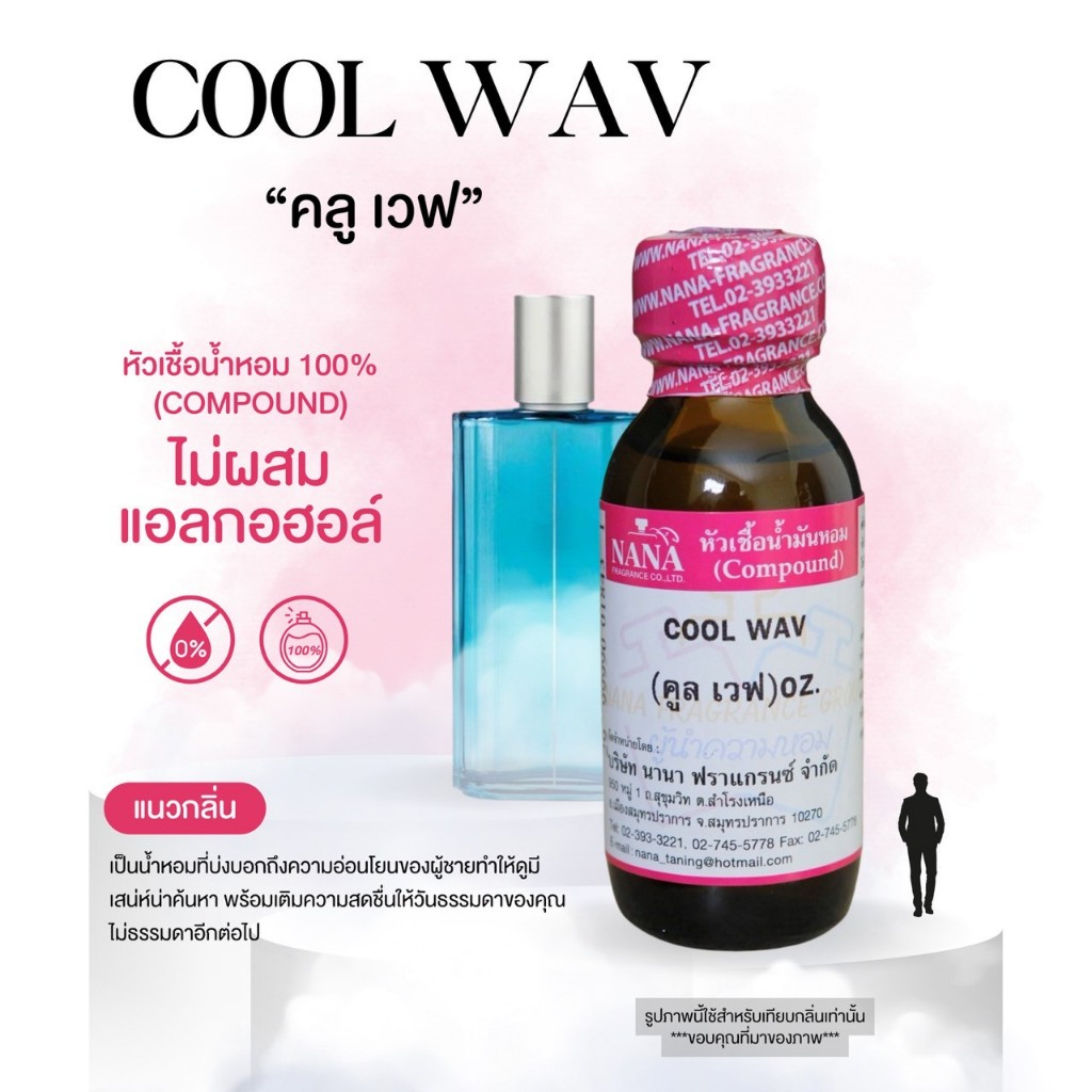 หัวเชื้อน้ำหอม 100% กลิ่นคลู เวฟ(COOL WAV)