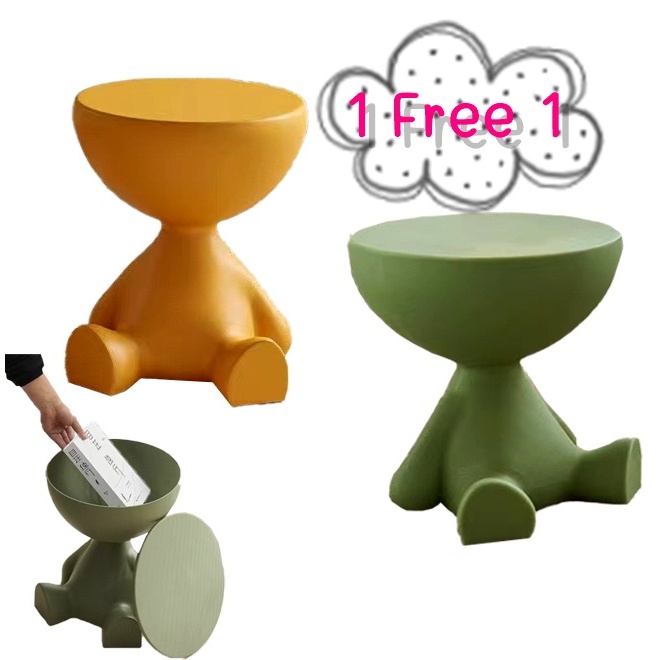 1 Free 1 YiFeng Fur โต๊ะข้างโซฟา น่ารัก  มีที่เก็บของ วางโคมไฟหัวเตียง วัสดุพลาสติก รุ่น 2025