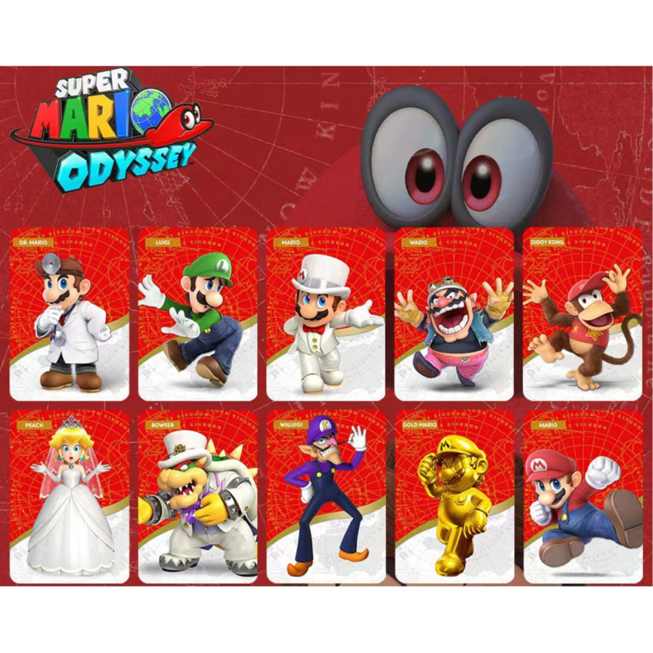 Nintendo Switch 1/2 การ์ด NFC Amiboo ของ Super Mario Odyssey ชุดเต็ม 10 สำหรับเกมสวิตช์
