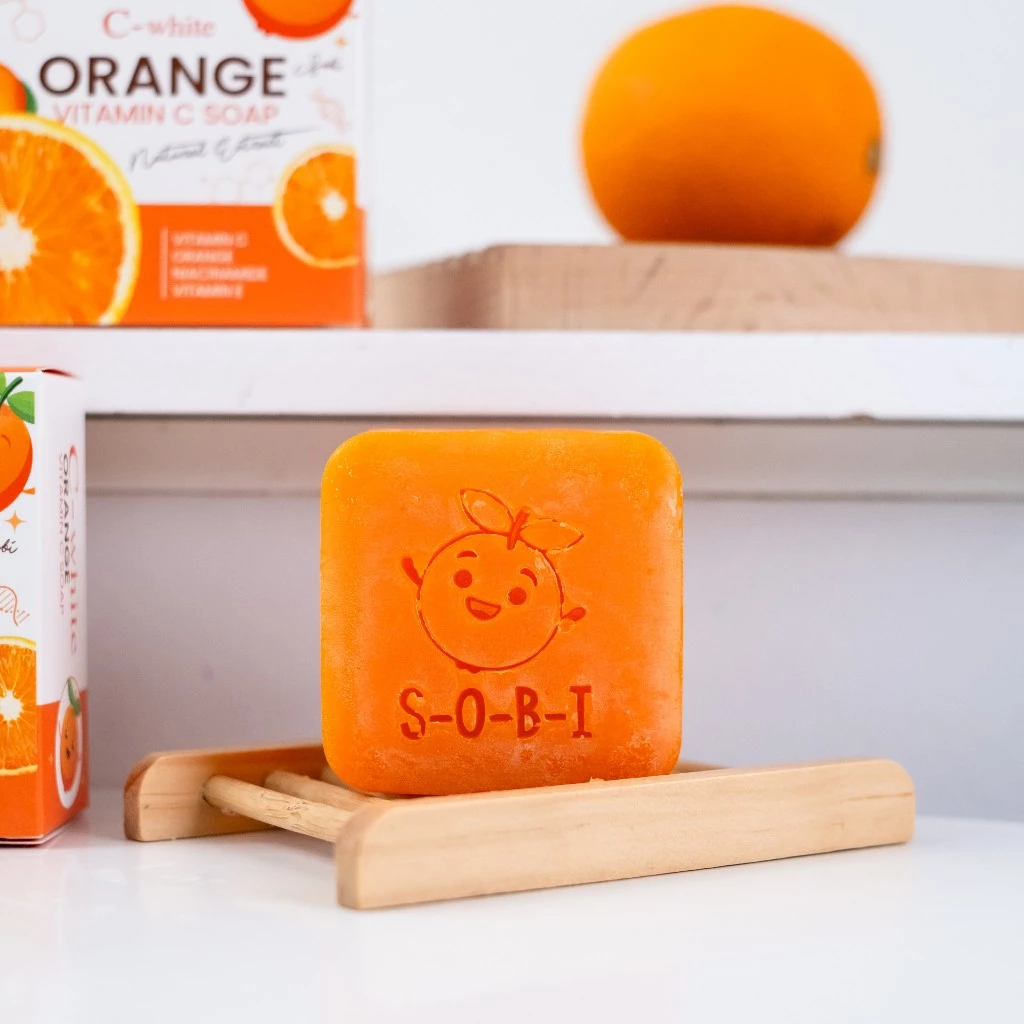 สบู่ ส้มวิตามินซี 150g โซบิ ซีไวท์ C-WHITE SOBI SOAP thumbnail 4