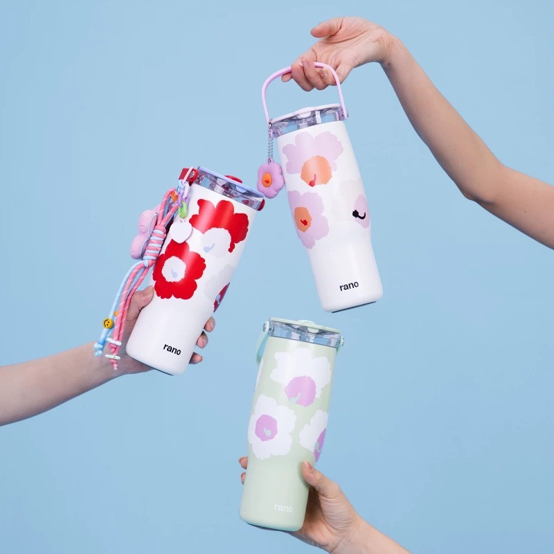 แก้วน้ำเก็บความเย็น water cups ice cups straws insulation cup large capacity stainless steel 316 dri