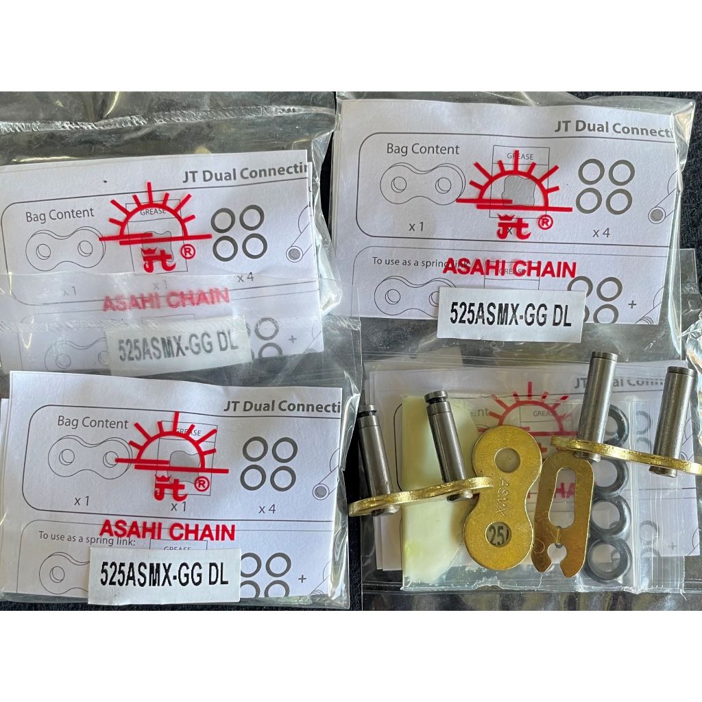 ข้อต่อโซ่ JOMTHAI 525 ASMX GG DL X-RING JOMTHAI โอริ่ง สีทอง มีทั้งเเบบกิ๊ฟล็อกเเละหมุดย้ำในห่อเดียว