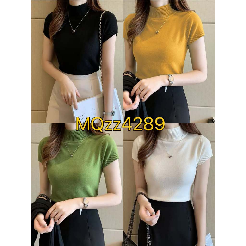 MQzz4289 *พร้อมส่ง* เสื้อยืดทำงาน คอสูง ผ้าดี นิ่มมาก สีมีเยอะมาก เนื้อผ้าไหมพรม Freesize