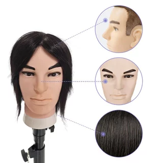 ✂️ผมแท้100%✂️หัวหุ่นผู้ชาย หัวหุ่น หุ่นหัวนางแบบ หัวหุ่นตัดผมชาย 3D ฝึกตัดผม ทำเคมี หนีบ ไดร์ได้ ย้อมยืดดัดได้ 8 นิ้ว