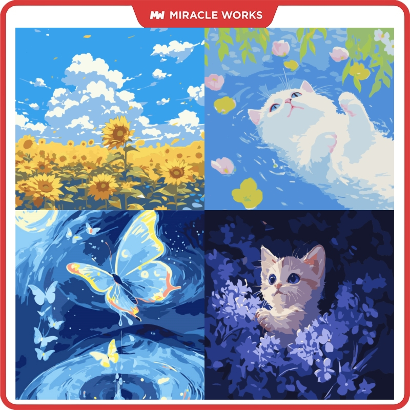 MW ชุดระบายสีตามตัวเลข DIY 20X20 พร้อมกรอบไม้ ของขวัญ น่ารักๆ ให้เพื่อน ของขวัญมินิมอล เซ็ตงานศิลปะ