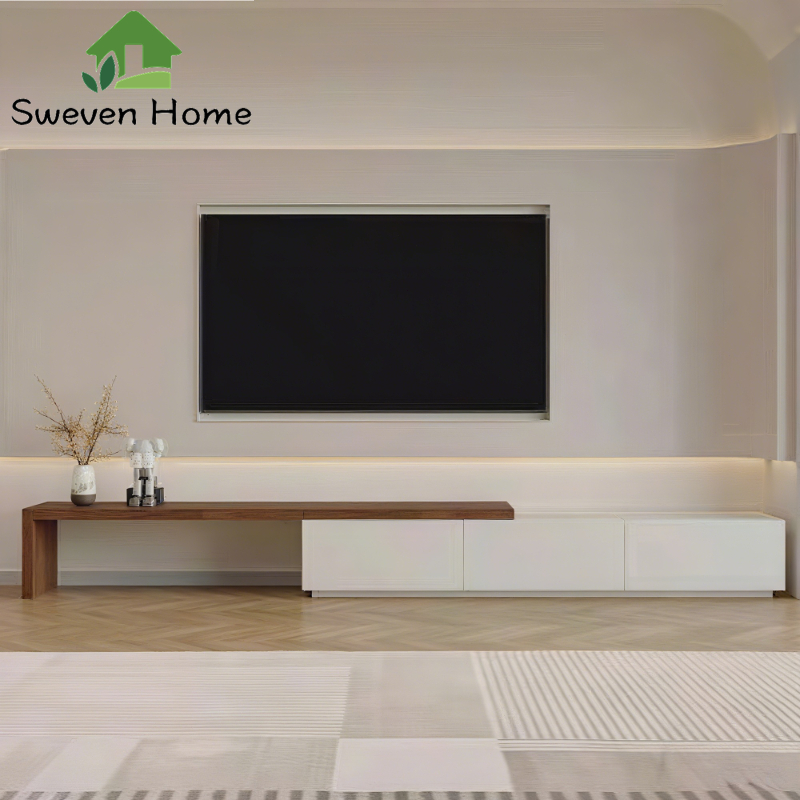 Sweven Home ตู้วางทีวี ตู้ทีวี ชั้นวางทีวี โต๊ะทีวี ตู้วางทีวพร้อมลิ้นชัก สไตล์โมเดิร์นมินิมอล โต๊ะ 140 ซม + ตู้ 140 ซม