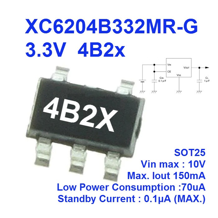 XC6204B332MR-G 3.3V 4B2x 4B2Y Positive voltage regulator