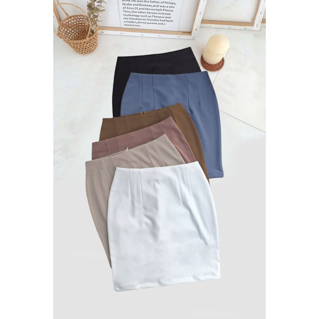 ❤️กระโปรงทำงาน ทรงเอแบบสั้น18 นิ้ว ❤️มี 7 สีสวยงาม : ฟ้าอ่อน ชมพูม่วง แดง ส้ม ครีม น้ำตาลทอง ดำ - รูปที่ 5