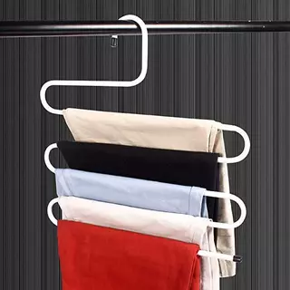 Naju ไม้แขวนกางเกง สแตนเลส ที่แขวนกางเกง 5 ตัว pants rack สำหรับกางเกง ผ้าพันคอ เนคไทล์ ประหยัดพื้นที่ ภายในตู้เสื้อผ้า