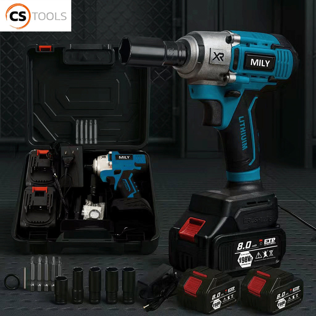 MILY บล็อกไฟฟ้า 198V บล็อกแบต บล็อกแบตเตอรี่  2ระบบ แบตเตอรี่ อย่างดี 2ก้อน บล็อกไร้สาย บล็อกไฟฟ้าไร