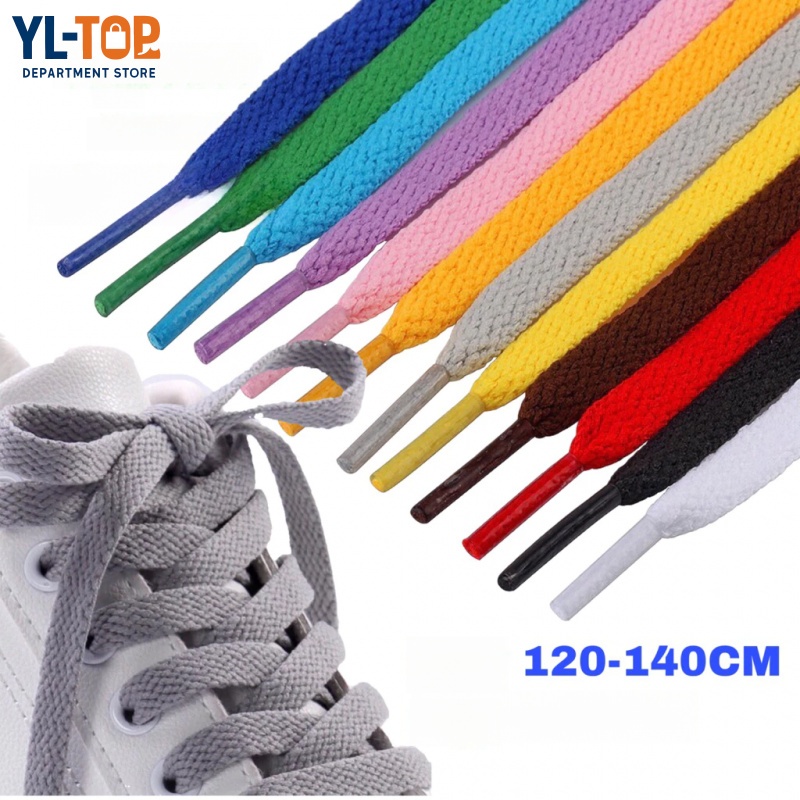 เชือกรองเท้า แบบแบน 1คู่ (พร้อมส่ง) - โพลีเอสเตอร์ 8มม/120cm - สีสวย ทนทาน G2904