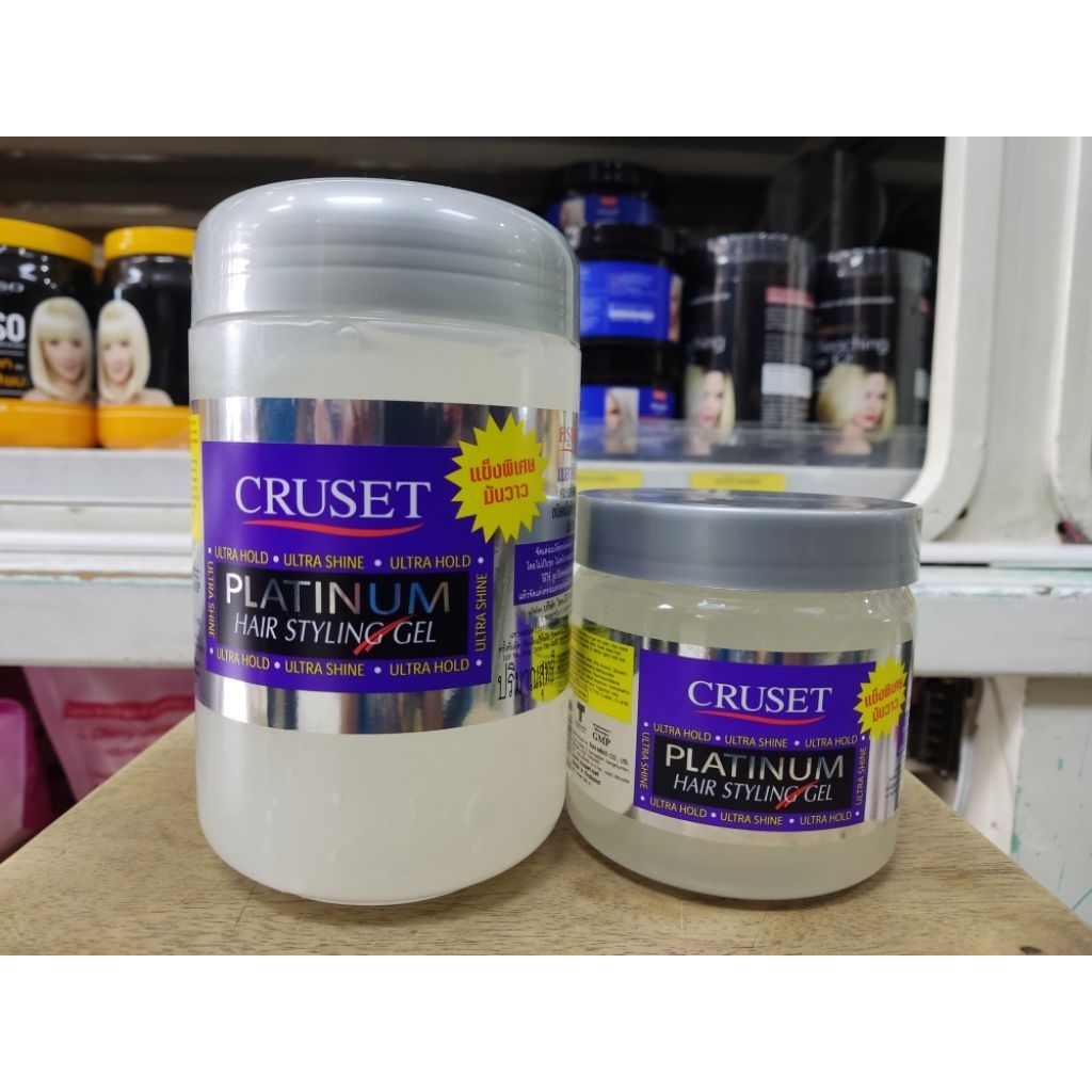CRUSET Platinum Hair Styling Gel  500  ml. เจลแต่งผม เยลครูเซ็ท แพลทตินั่ม ชนิดแข็งพิเศษมันวาว (สีขาว)