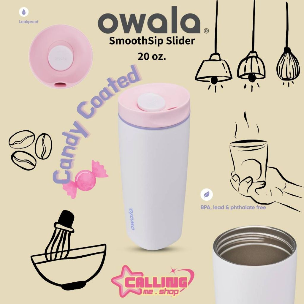 [พร้อมส่งในไทย] Owala SmoothSip Slider 12oz, 20oz เก็บร้อน-เย็นได้ คว่ำไม่หก ของแท้จากอเมริกา 🇺🇲 - รูปที่ 5