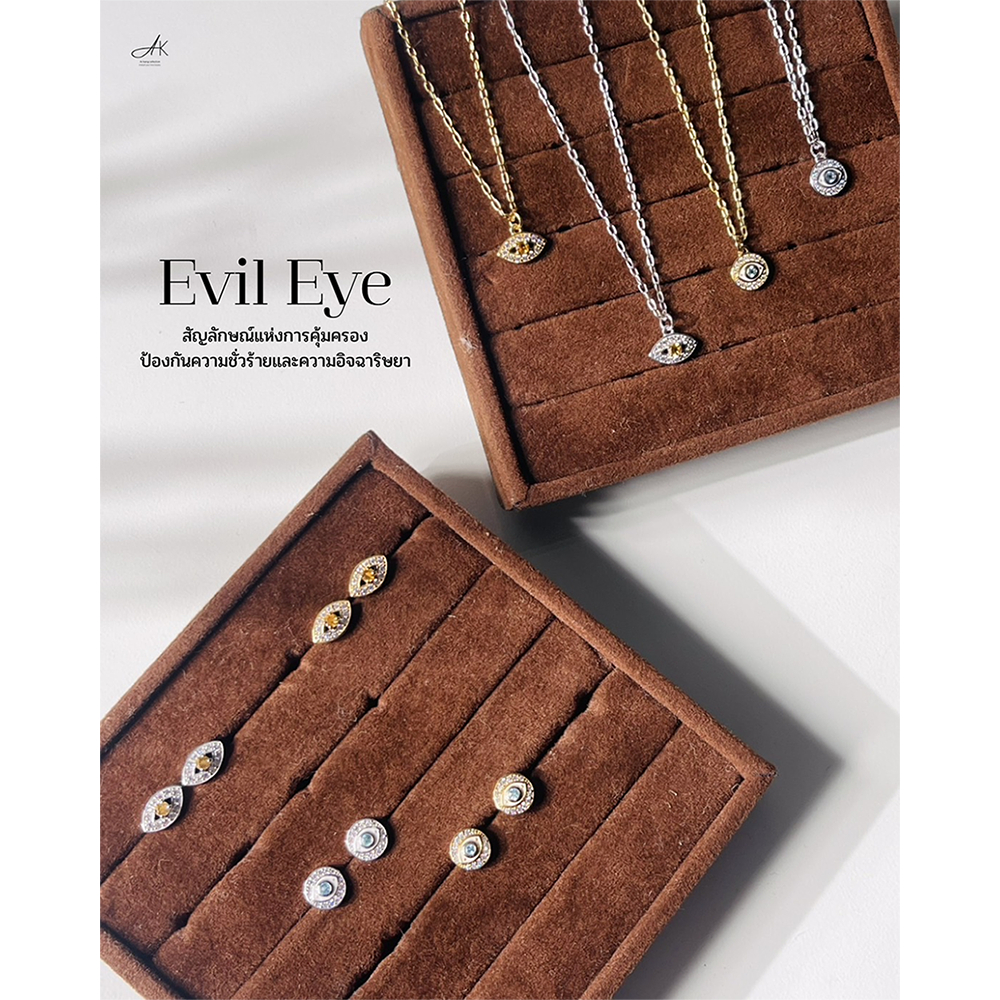 Ar-Kang Collection AKE2442/AKN784 รวมเครื่องประดับเงินแท้ สายมู ดวงตาสวรรค์ Evil Eye ประดับพลอยแท้ Swiss Blue Topaz ล้อม ราคา ถูกที่สุด ดีลบีเคเค