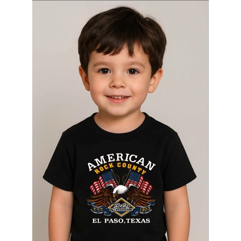 เสื้อยืดเด็กวินเทจผ้าcotton100%_ลายนกAmerican