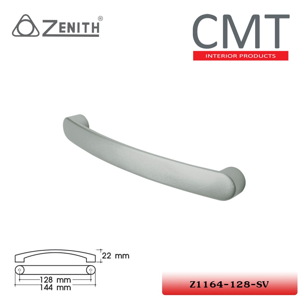 Z1164-128-SV  มือจับสีซิลเวอร์ ขนาด 128 มม. สำหรับงานเฟอร์นิเจอร์ แถมสกรู  (M4x25)