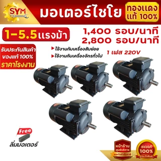 มอเตอร์ทองเเดงเเท้(YL) 100%1-5.5เเรงม้า 1400,2800รอบ/นาทีใช้ไฟบ้าน220V มอเตอร์ไชโย มอเตอร์อเนกประสงค์