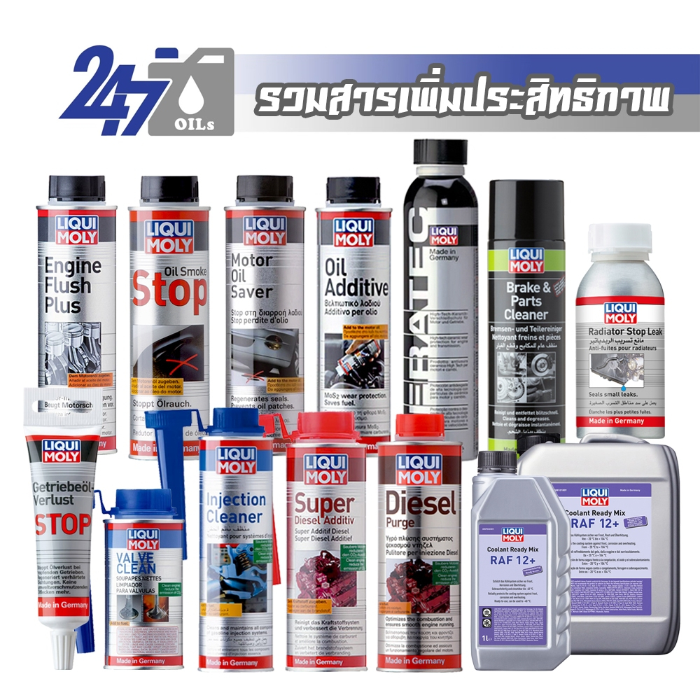 LIQUI MOLY รวมสินค้า  สารเคลือบเครื่องยนต์ น้ำยาล้างหัวฉีด น้ำยาล้างเครื่องยนต์ หล่อเย็นหม้อน้ำ สำหรับรถยนต์