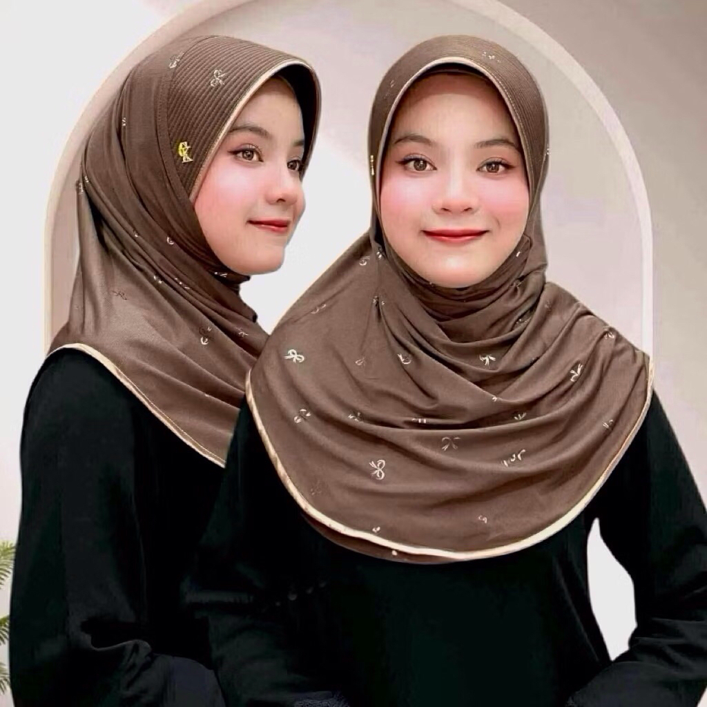 ผ้าคลุมฮิญาบ รุ่น ผ้ายืด ity อัดลาย ไซส์M