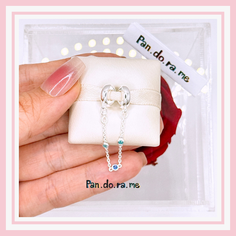 [พร้อมส่ง สินค้าแท้ 💯] pan.do.ra Triple Blue Stone Safety Chain