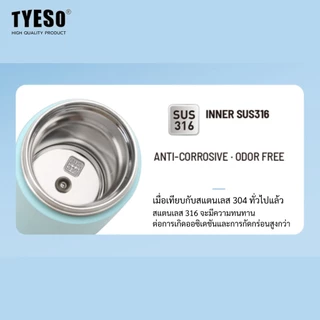 TYESO กระบอกน้ำไซส์มินิ พกพาง่าย สแตนเลส 316 ใช้งานได้ทั้งร้อนและเย็น ฝาปิดสนิทไม่รั่วซึม