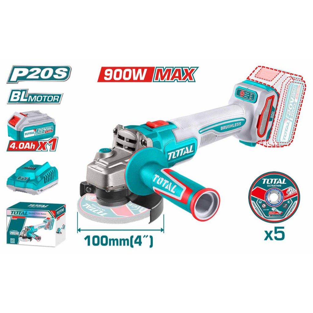 TOTAL เครื่องเจียรแบตเตอรี่ไร้สาย20V (แบตเตอรี่+ที่ชาร์จ) รุ่น TAGLI261021