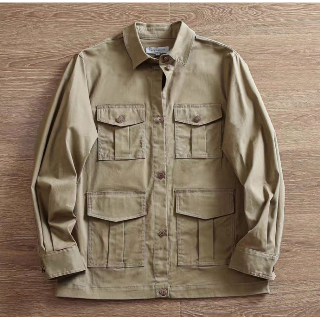 เสื้อแจ็คเก็ต เสื้อ overshirt สีน้ำตาล คาเมล  งานแบรนด์🌞Guy Laroche 🌞 ทรงสวยมากค่ะ (JK656)