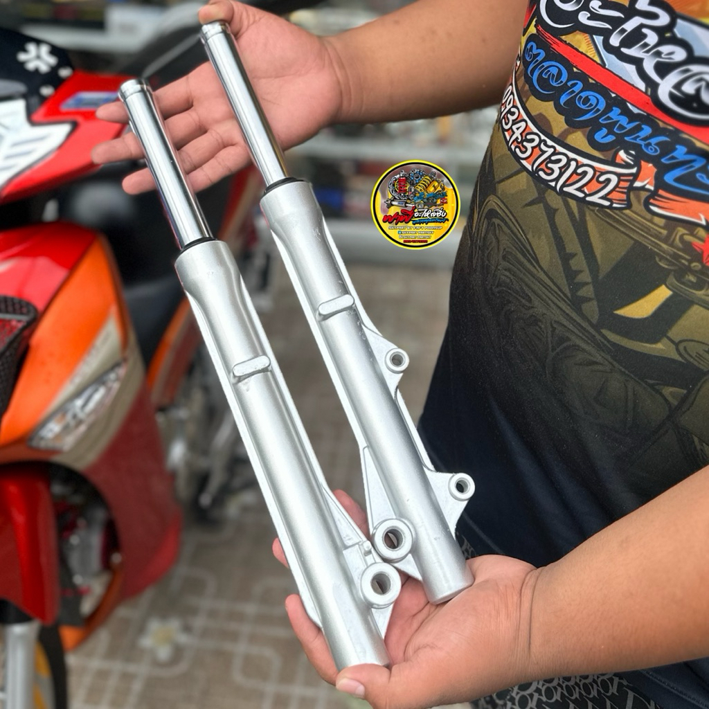 กระบอกโช๊คหน้าพร้อมแกน รุ่นW125/W125Sหัวเถิก/W125iบังลม/เวฟ125i,S 1คู่ มาพร้อมซิลโช๊คซิลกันฝุ่น