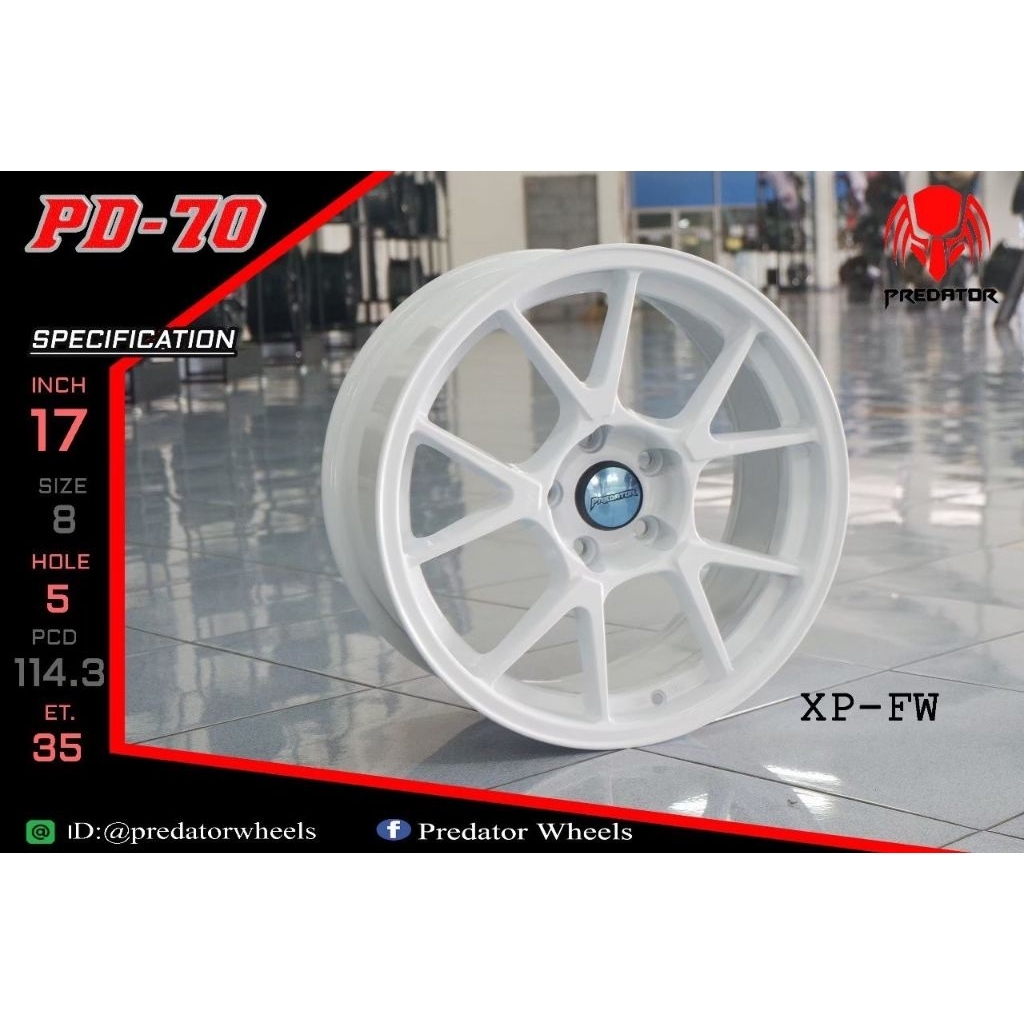 ล้อ TC005 17x8 et35 ผลิตไทย Predator สีขาวเงา 5รู114.3 ราคา 1 วง