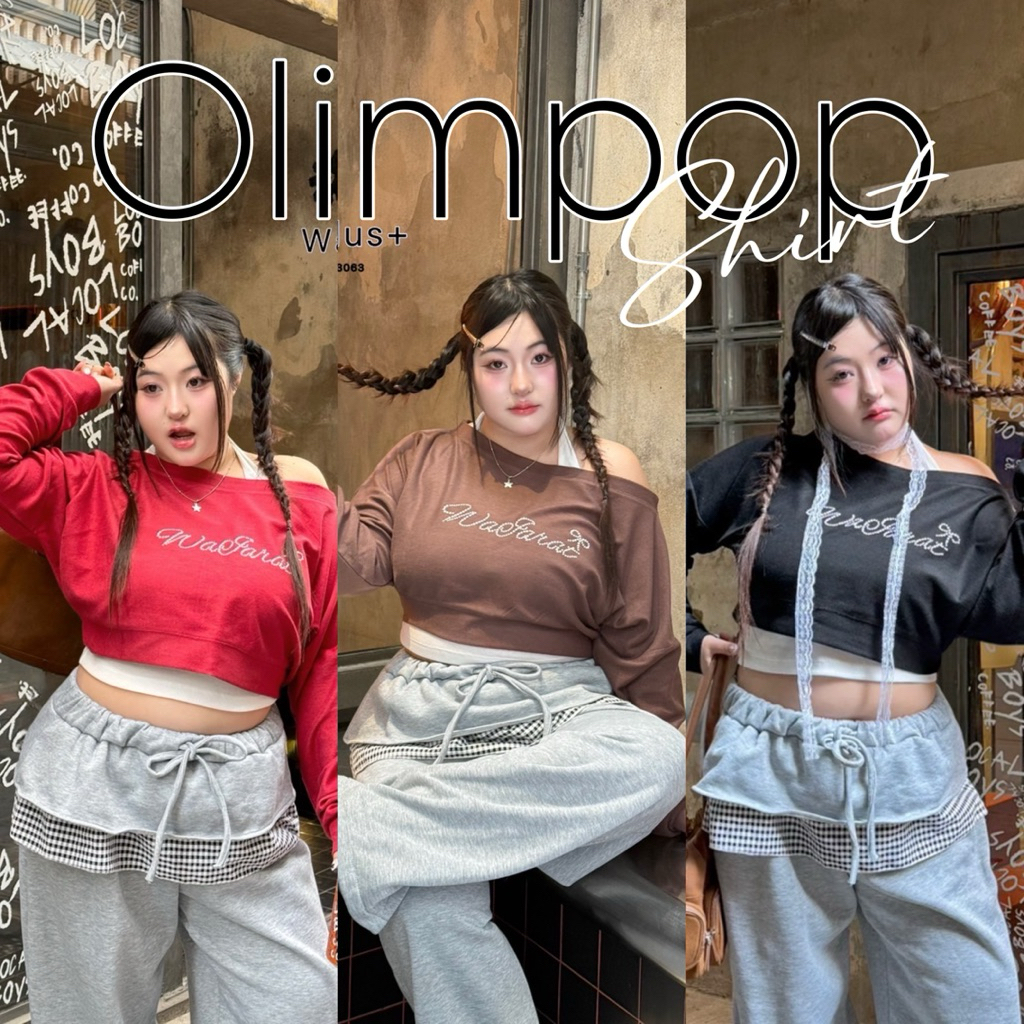 🧸𝐂𝐡𝐮𝐛𝐛𝐲𝐋𝐚𝐧𝐝.(อก38-52)🏓Olympop Shirt🥎รุ่นโอลิมป็อป เสื้อครอปสาวอวบ สไตล์สปอร์ตแบบเซ็กซี่นิดๆ สวยมาก #