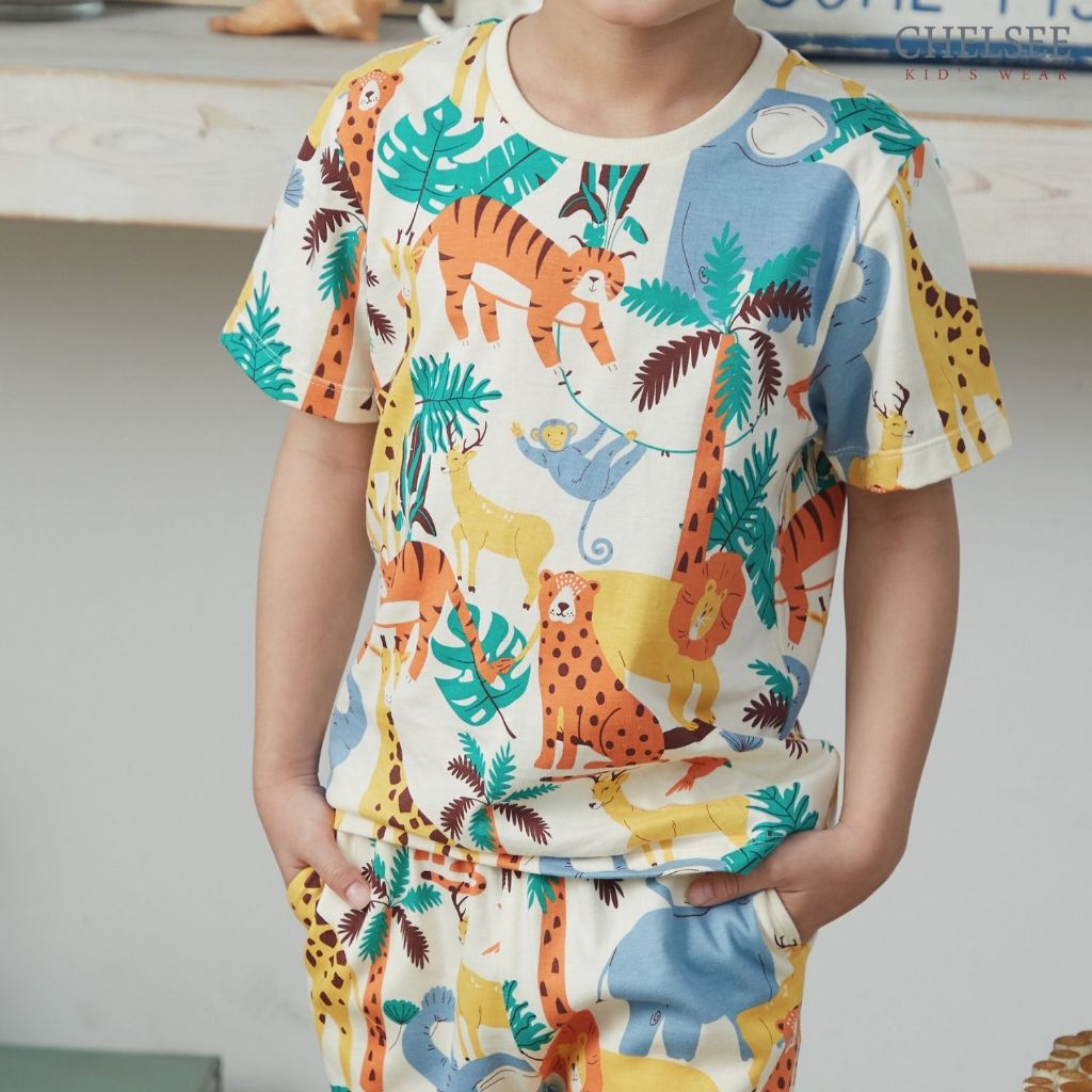 Chelsee تيشيرت أولاد قطن بنقش حيوانات — صورة 3