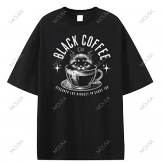 molisa เสื้อยืดผู้หญิง ผู้ชาย Black coffee Tshirt  Oversize …