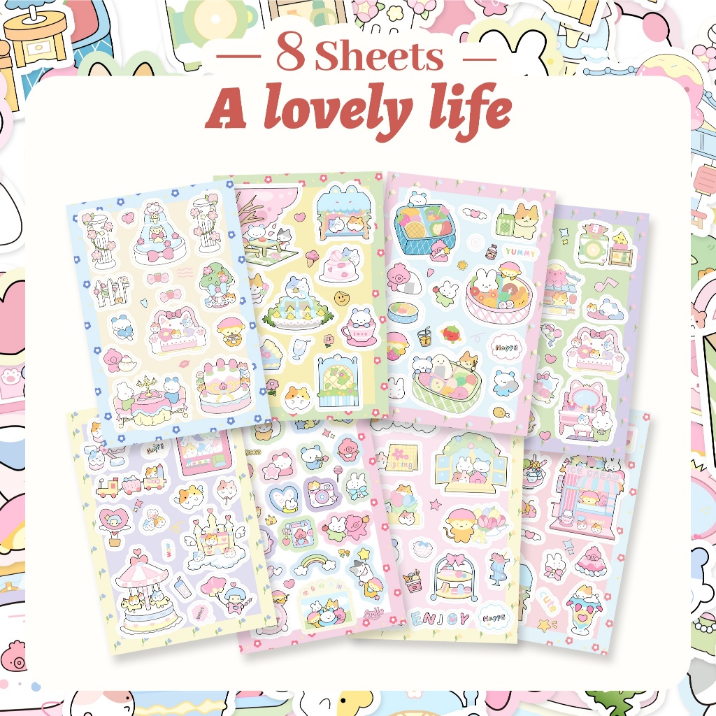 118 ภาพน่ารักการ์ตูนกระต่ายเดินทางฉากสติ๊กเกอร์กันน้ำ DIY สติ๊กเกอร์บัญชีมือสติกเกอร์ของขวัญวันเด็ก