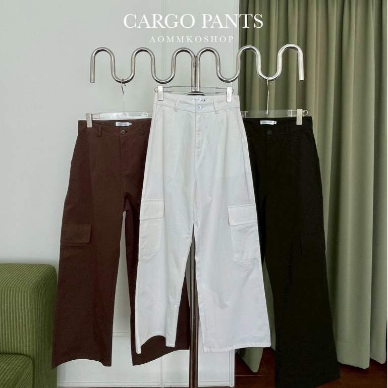 Cargo pants กางเกงคาร์โก้ขากระบอก แต่งกระเป๋าข้าง (ผ้าคาร์โก้) งานSIZE S-2XL AOMMKOSHOP - P12