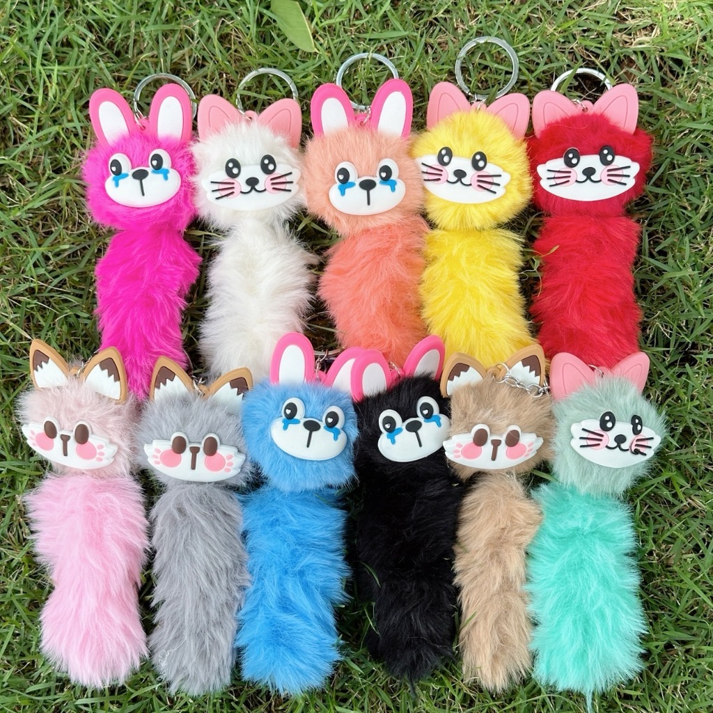 พร้อมส่ง MJ231พวงกุญแจแมวหางยาว พวงกุญแจน่ารัก ขนนุ่มฟู ตุ๊กตาแมว พวงกุญแจหมาร้องไห้ พวงกุญแจ ห้อยกุญแจ