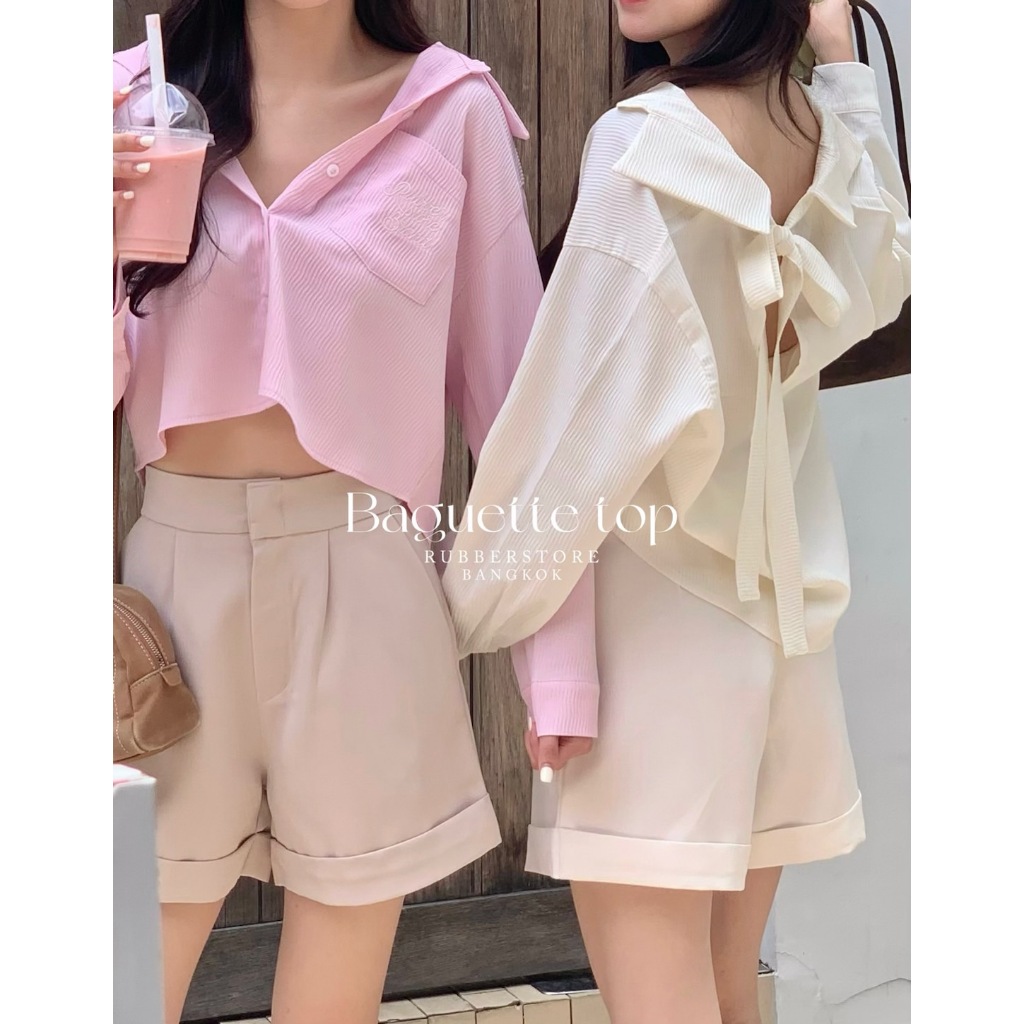 Baguette top เสื้อเชิ้ตแขนยาว โบว์หลัง