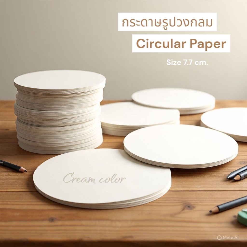 (50 แผ่่น) กระดาษรูปวงกลม circular paper🎈 ขนาด 7.7 CM. 🎈หนา 150 แกรม