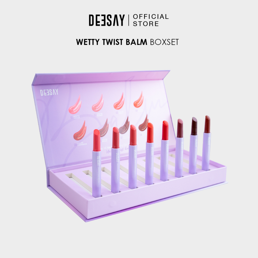 DEESAY : ลิปปากเปียก ดีเซ้ย์ เว็ทที้ ทวิสท์ บาล์ม แบบเซ็ท 8 สี WETTY TWIST BALM BOXSET ลิปดีเซ้ย์