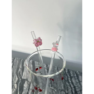 พร้อมส่ง หลอดเชอรี่ หลอดผลไม้ Frutie glass straws🍒 หลอดมัทฉะ หลอดน่ารัก หลอดแก้ว เป็นแก้วทั้งชิ้น น่าสะสม