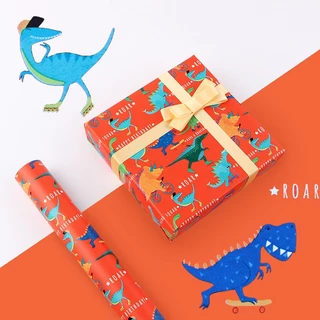 กระดาษห่อของขวัญลายไดโนเสาร์การ์ตูน 50x70cm (1 Sheet) Cute Dinosaur Cartoon Wrapping Paper ส่งจากกรุงเทพฯ
