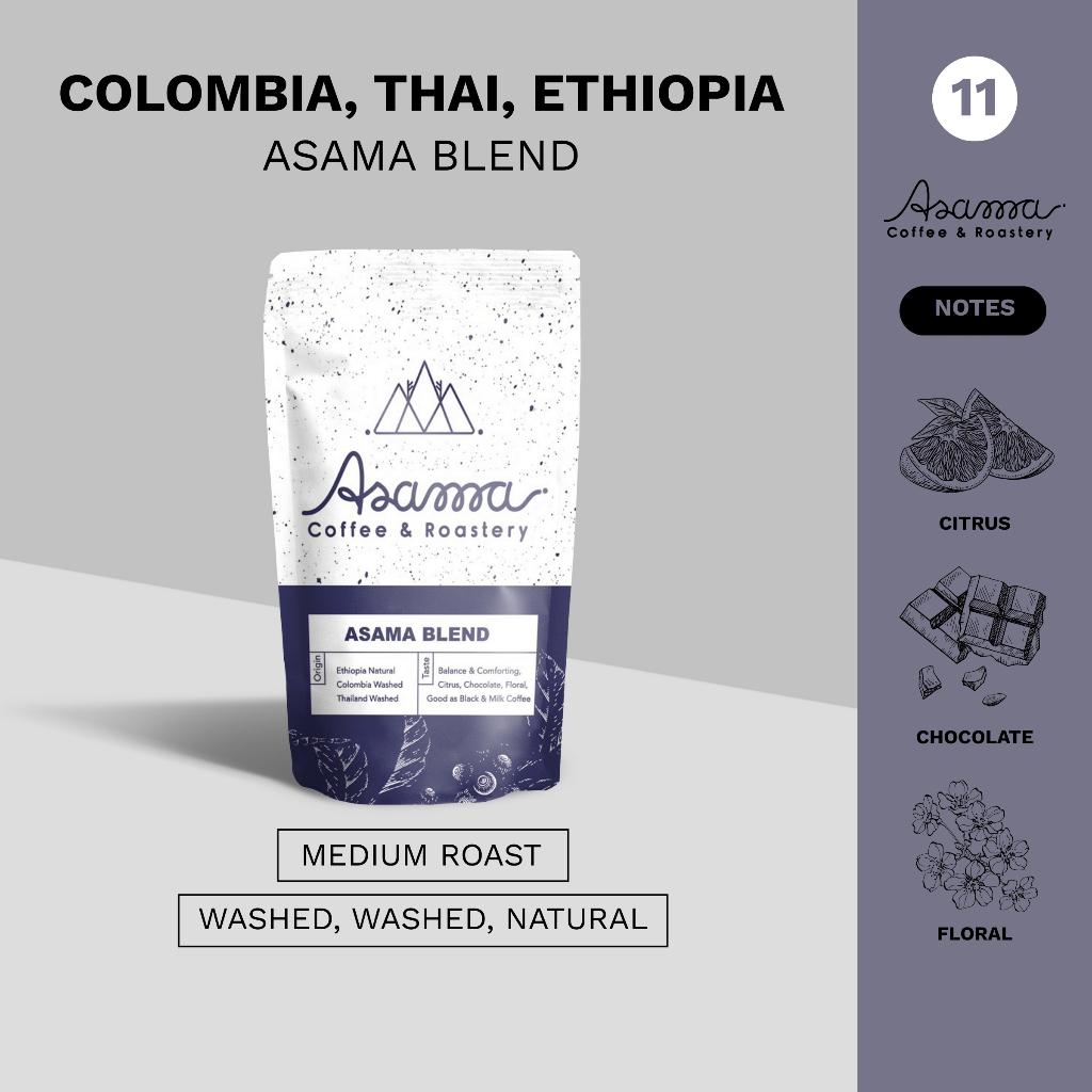 11. เมล็ดกาแฟคั่วกลาง Asama Blend 250 กรัม และ 1 กิโลกรัม